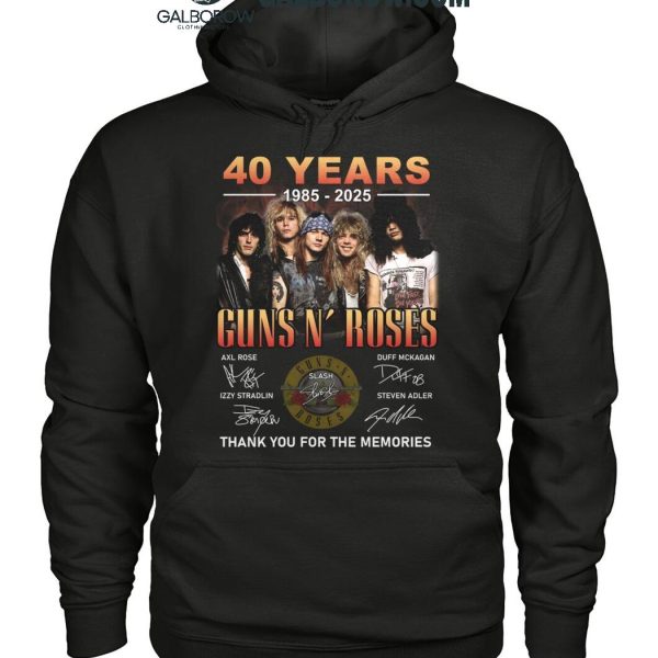 Gun N' Roses 40 Years 1985 2025 Thank You For The Memories T Shirt