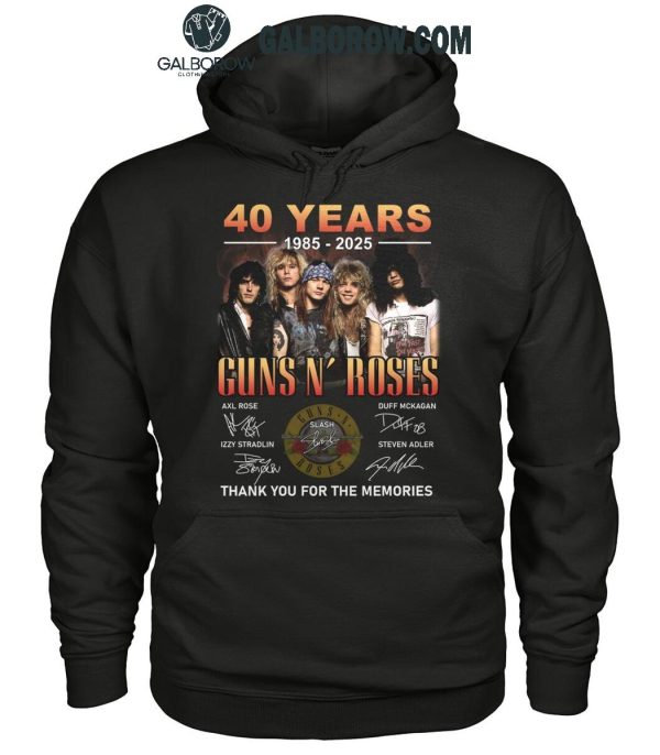 Gun N’ Roses 40 Years 1985-2025 Thank You For The Memories T-Shirt