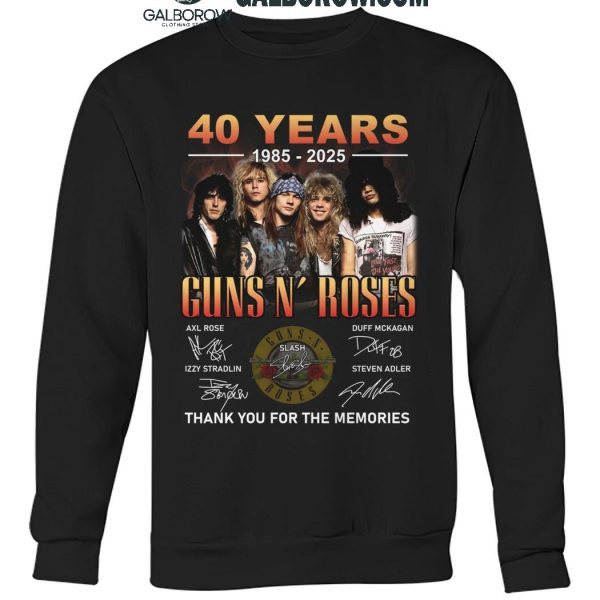 Gun N' Roses 40 Years 1985 2025 Thank You For The Memories T Shirt