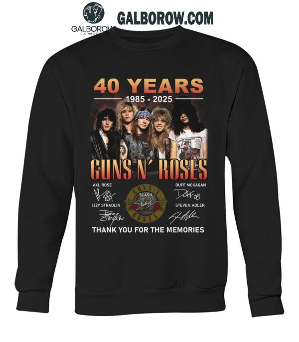 Gun N’ Roses 40 Years 1985-2025 Thank You For The Memories T-Shirt