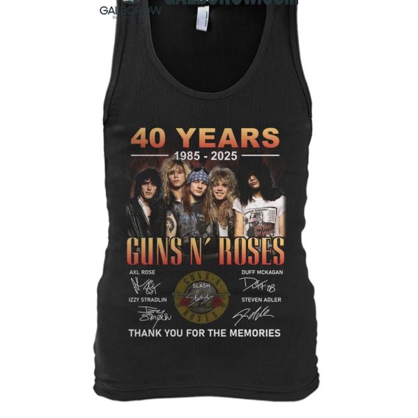 Gun N' Roses 40 Years 1985 2025 Thank You For The Memories T Shirt