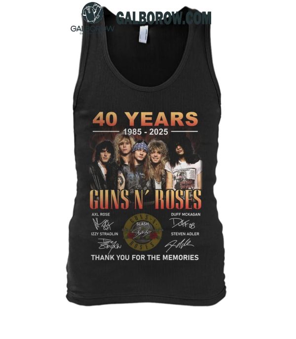 Gun N’ Roses 40 Years 1985-2025 Thank You For The Memories T-Shirt