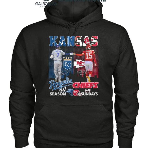 Kansas City Royals On Days All Season Kansas City Chiefs On Sundays T Shirt