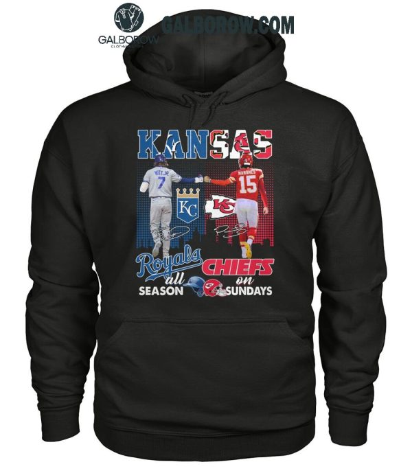 Kansas City Royals On Days All Season Kansas City Chiefs On Sundays T-Shirt