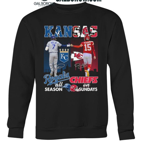 Kansas City Royals On Days All Season Kansas City Chiefs On Sundays T Shirt