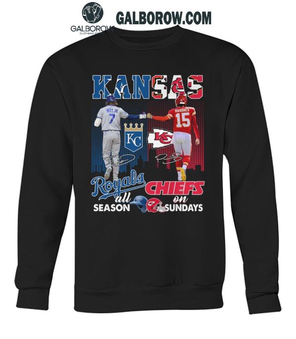 Kansas City Royals On Days All Season Kansas City Chiefs On Sundays T-Shirt