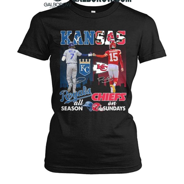 Kansas City Royals On Days All Season Kansas City Chiefs On Sundays T Shirt