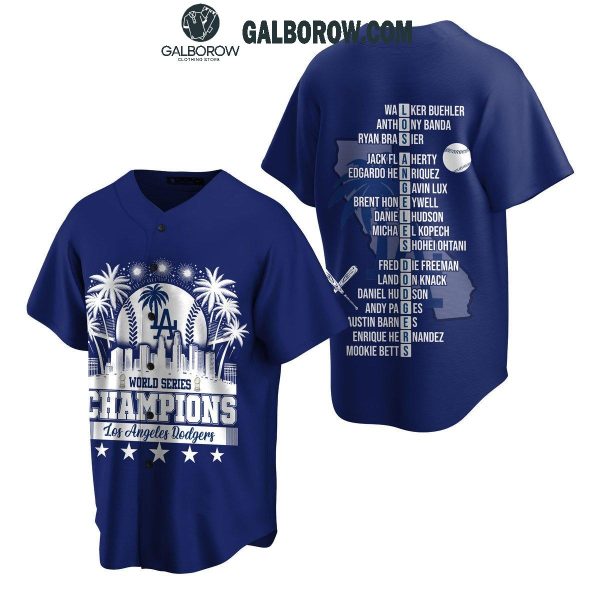 LA Dodgers Champions World Series 2024 Firework Celebrate Baseball Jersey Navy