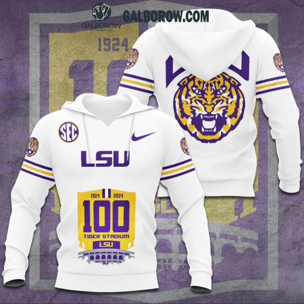 LSU Tigers 1924-2024 Celebrating 100th Anniversary Tiger Stadium Hoodie T-Shirt