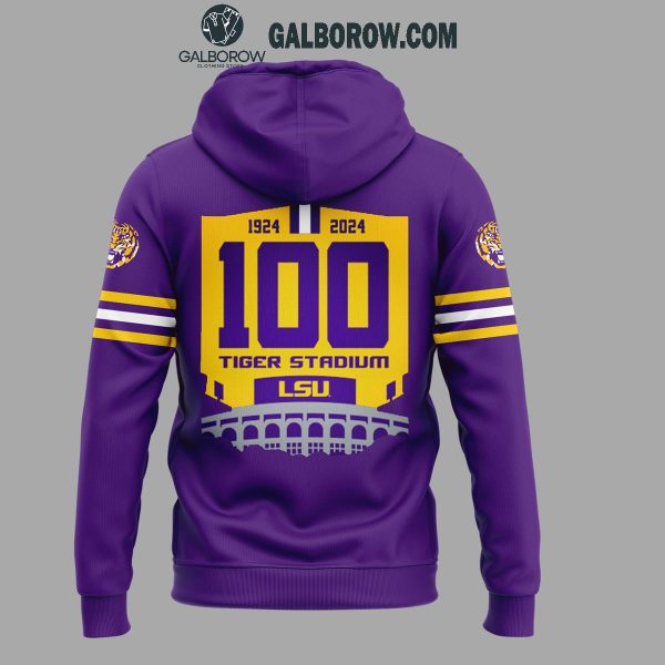 LSU Tigers Football 2024 100 Years Of Tiger Stadium Hoodie T-Shirt Purple Version