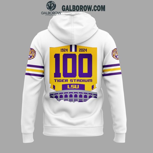 LSU Tigers Football 2024 100 Years Of Tiger Stadium White Design Hoodie T-Shirt