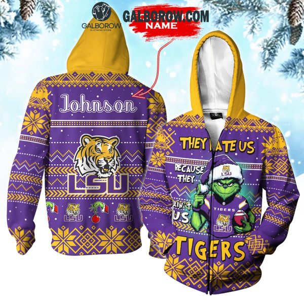 LSU Tigers They Hate Us Christmas Grinch Personalized Hoodie T-Shirt