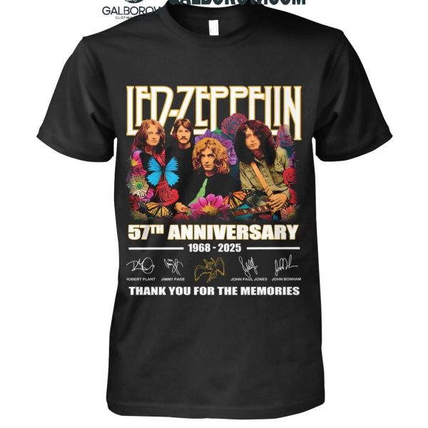 Led Zeppelin 57th Anniversary 1968-2025 Thank You For The Music T-Shirt