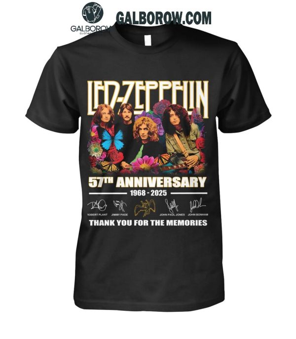 Led Zeppelin 57th Anniversary 1968-2025 Thank You For The Music T-Shirt