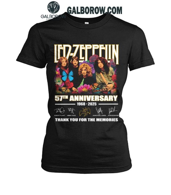 Led Zeppelin 57th Anniversary 1968-2025 Thank You For The Music T-Shirt