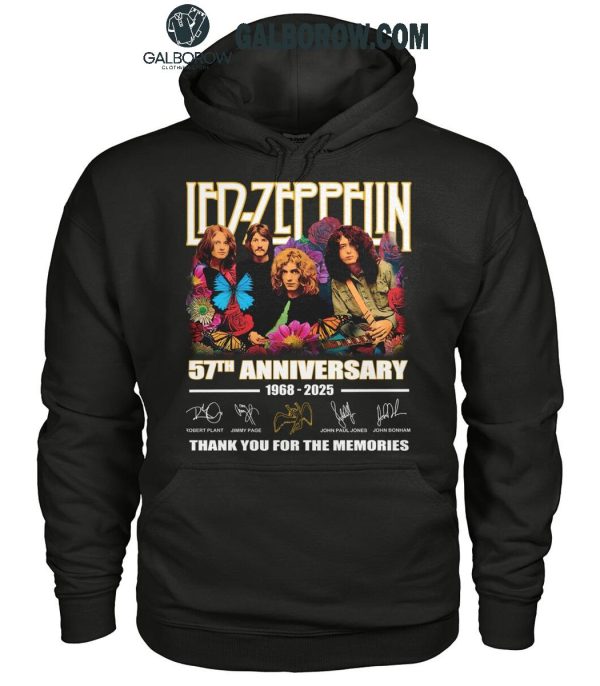 Led Zeppelin 57th Anniversary 1968-2025 Thank You For The Music T-Shirt