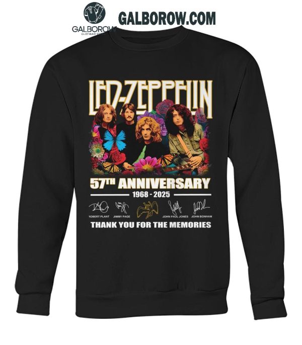 Led Zeppelin 57th Anniversary 1968-2025 Thank You For The Music T-Shirt