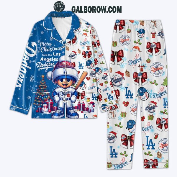 Los Angeles Dodgers All I Want For Christmas Is Dodgers Polyester Pajamas Set