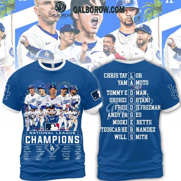 Los Angeles Dodgers Firework Celebrate National League Champs 2024 Blue Hoodie T-Shirt