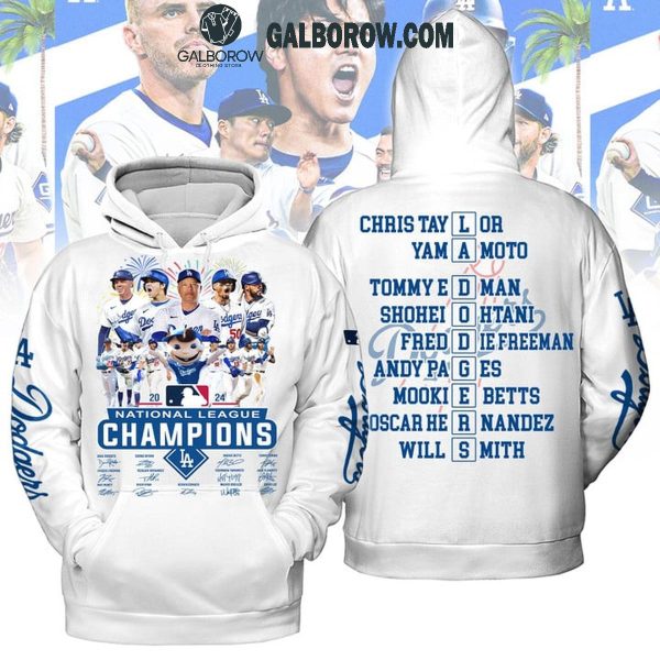 Los Angeles Dodgers Firework Celebrate National League Champs 2024 Hoodie T-Shirt White