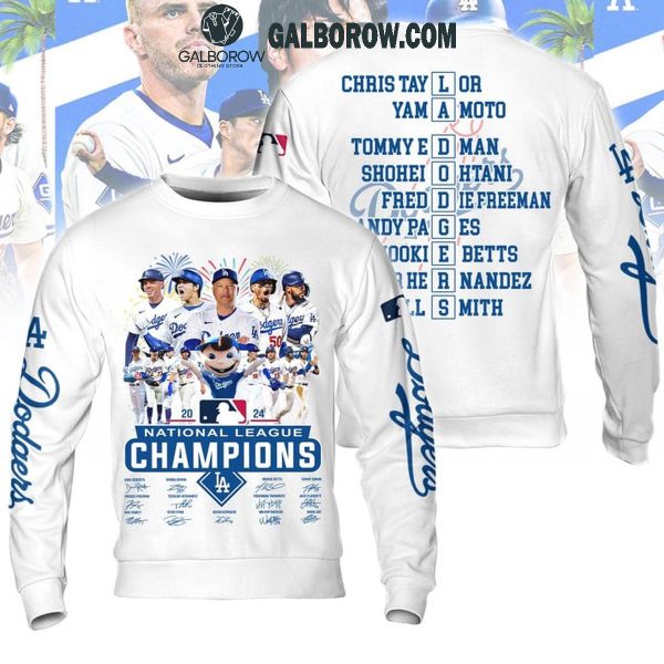 Los Angeles Dodgers Firework Celebrate National League Champs 2024 Hoodie T-Shirt White