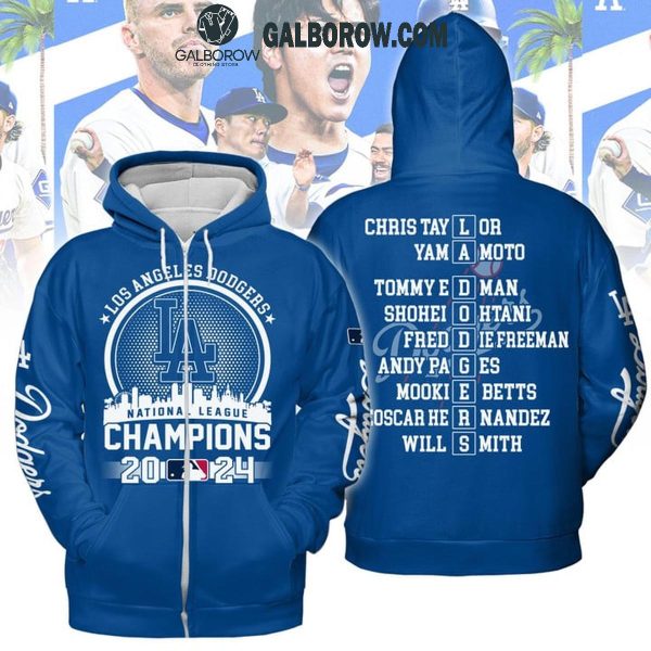 Los Angeles Dodgers LA Skyline National League Champs 2024 Blue Hoodie T-Shirt