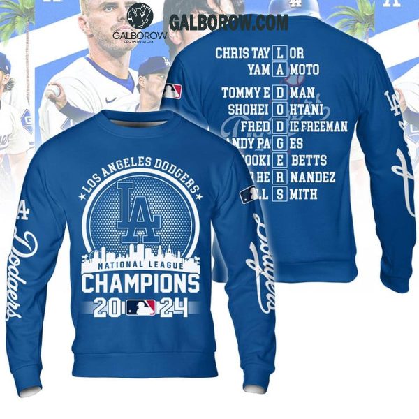 Los Angeles Dodgers LA Skyline National League Champs 2024 Blue Hoodie T-Shirt