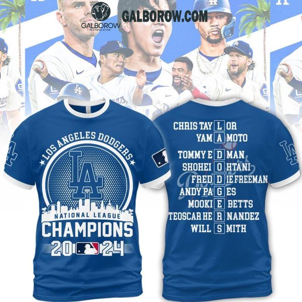 Los Angeles Dodgers LA Skyline National League Champs 2024 Blue Hoodie T-Shirt