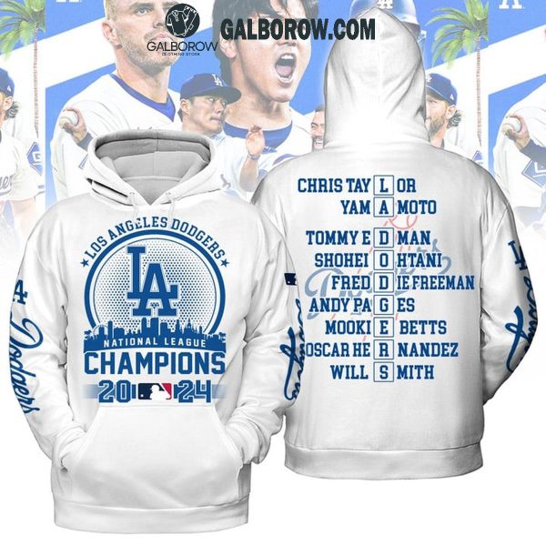 Los Angeles Dodgers LA Skyline National League Champs 2024 Hoodie T-Shirt White