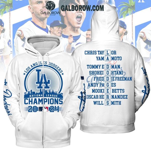 Los Angeles Dodgers LA Skyline National League Champs 2024 Hoodie T-Shirt White