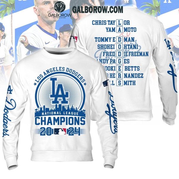 Los Angeles Dodgers LA Skyline National League Champs 2024 Hoodie T-Shirt White