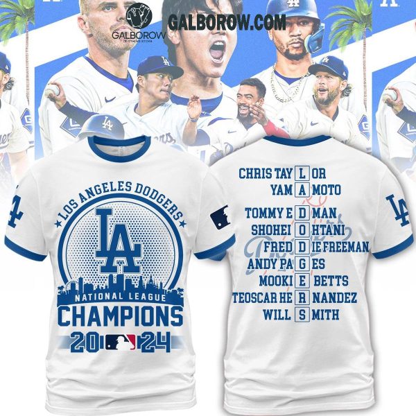 Los Angeles Dodgers LA Skyline National League Champs 2024 Hoodie T-Shirt White