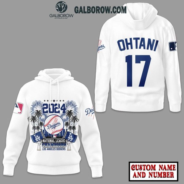 Los Angeles Dodgers Ohtani National League Champions 2024 Personalized Hoodie T-Shirt White