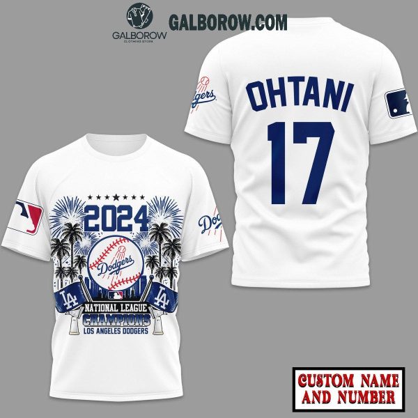 Los Angeles Dodgers Ohtani National League Champions 2024 Personalized Hoodie T-Shirt White