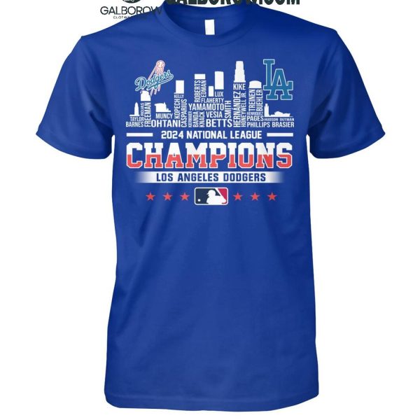 Los Angeles Dodgers Skyline 2024 Celebrating National League Champions T-Shirt