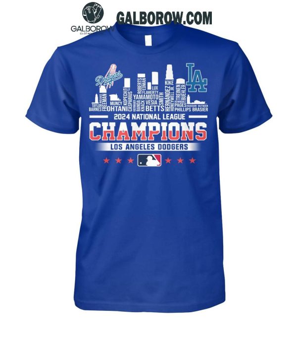 Los Angeles Dodgers Skyline 2024 Celebrating National League Champions T-Shirt