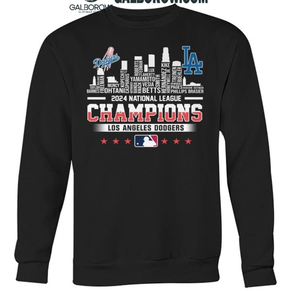 Los Angeles Dodgers Skyline 2024 Celebrating National League Champions T Shirt