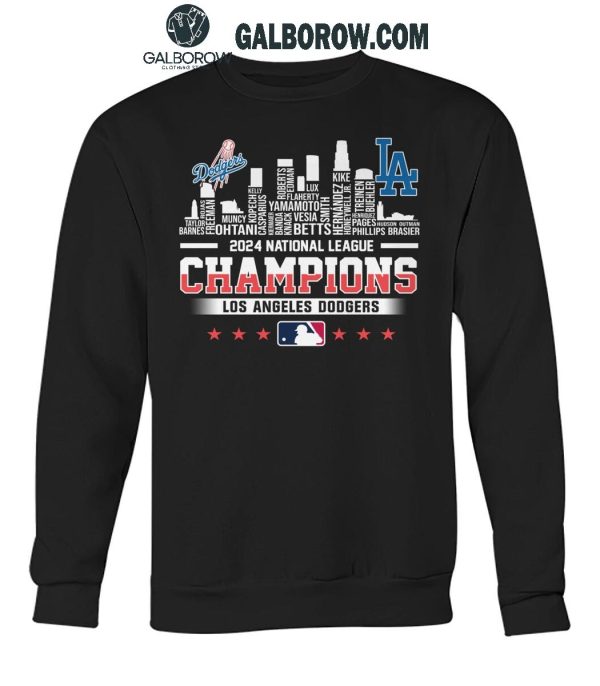 Los Angeles Dodgers Skyline 2024 Celebrating National League Champions T-Shirt