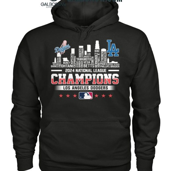 Los Angeles Dodgers Skyline 2024 Celebrating National League Champions T Shirt