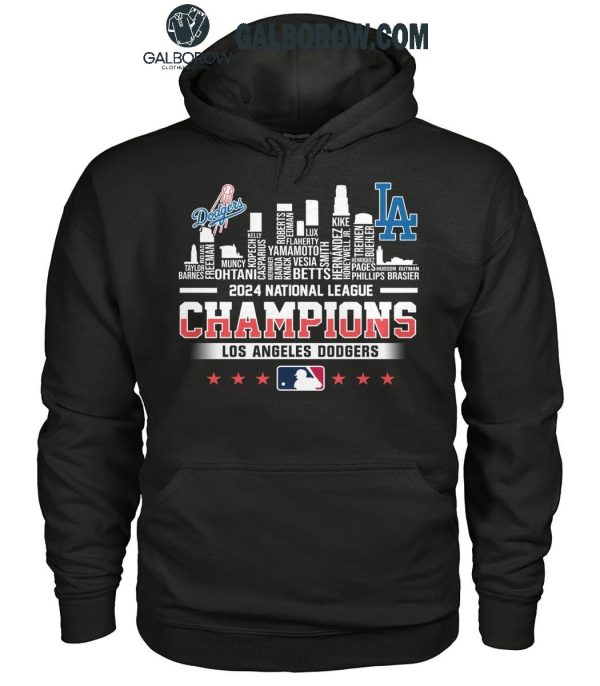 Los Angeles Dodgers Skyline 2024 Celebrating National League Champions T-Shirt