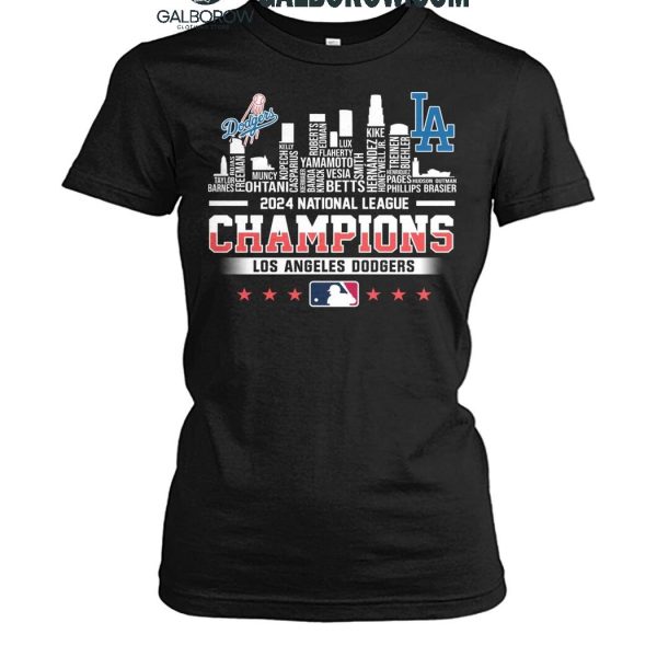 Los Angeles Dodgers Skyline 2024 Celebrating National League Champions T Shirt