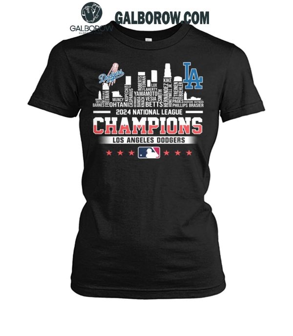 Los Angeles Dodgers Skyline 2024 Celebrating National League Champions T-Shirt