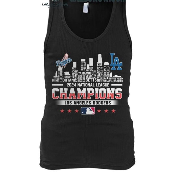 Los Angeles Dodgers Skyline 2024 Celebrating National League Champions T Shirt