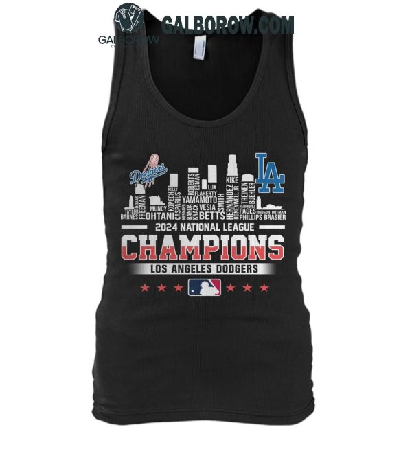 Los Angeles Dodgers Skyline 2024 Celebrating National League Champions T-Shirt