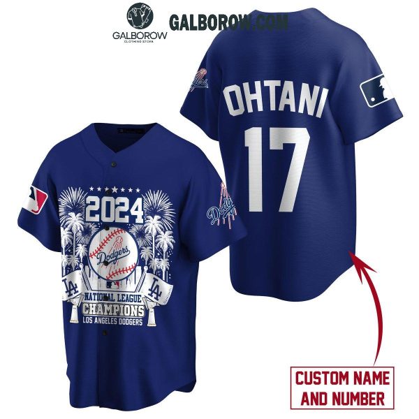 Los Angeles Dodgers Stars 2024 National League Champions Personalized Baseball Jersey Blue