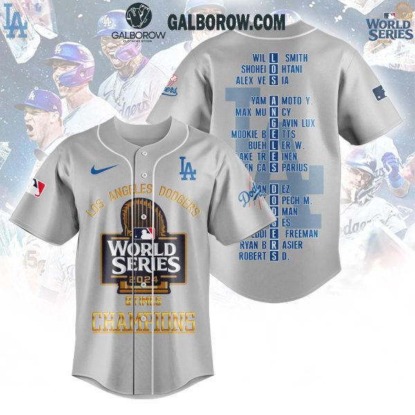 Los Angeles Dodgers World Series 2024 Champions 8 Times Baseball Jersey Grey