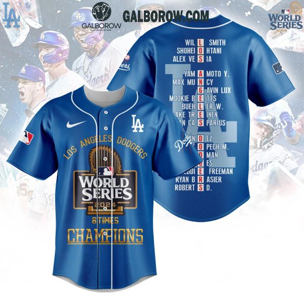 Los Angeles Dodgers World Series 2024 Champions 8 Times Blue Baseball Jersey