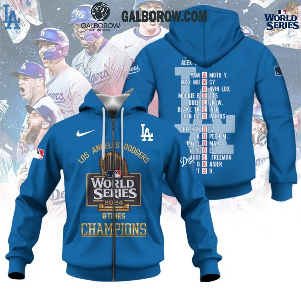 Los Angeles Dodgers World Series 2024 Champions 8 Times Blue Hoodie T-Shirt