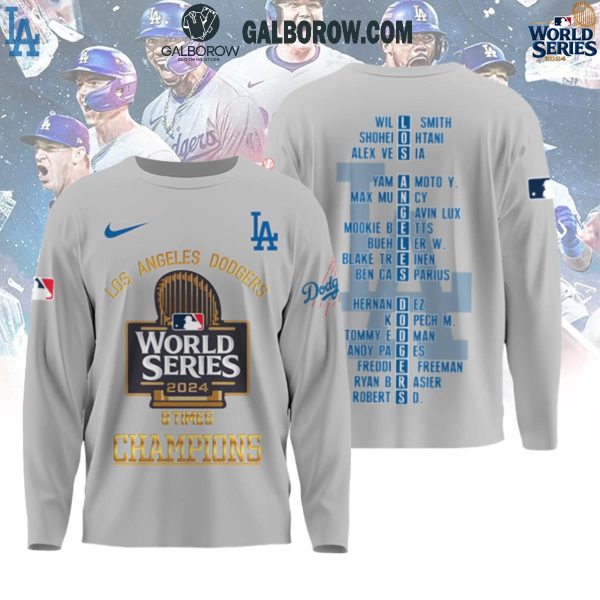 Los Angeles Dodgers World Series 2024 Champions 8 Times Hoodie T-Shirt Grey