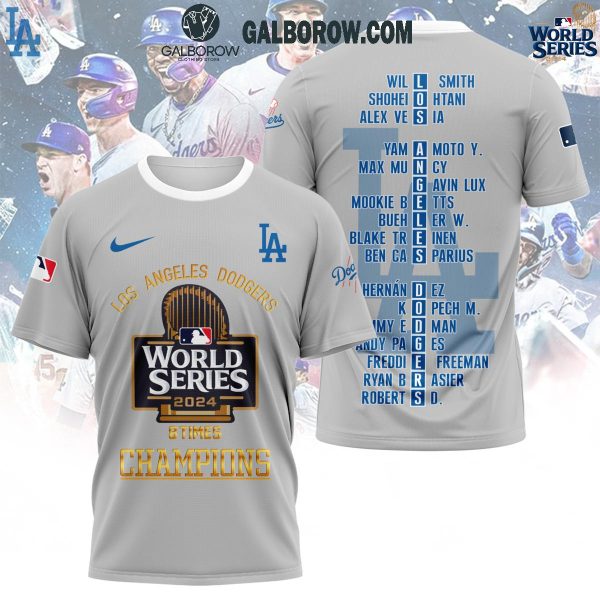 Los Angeles Dodgers World Series 2024 Champions 8 Times Hoodie T-Shirt Grey